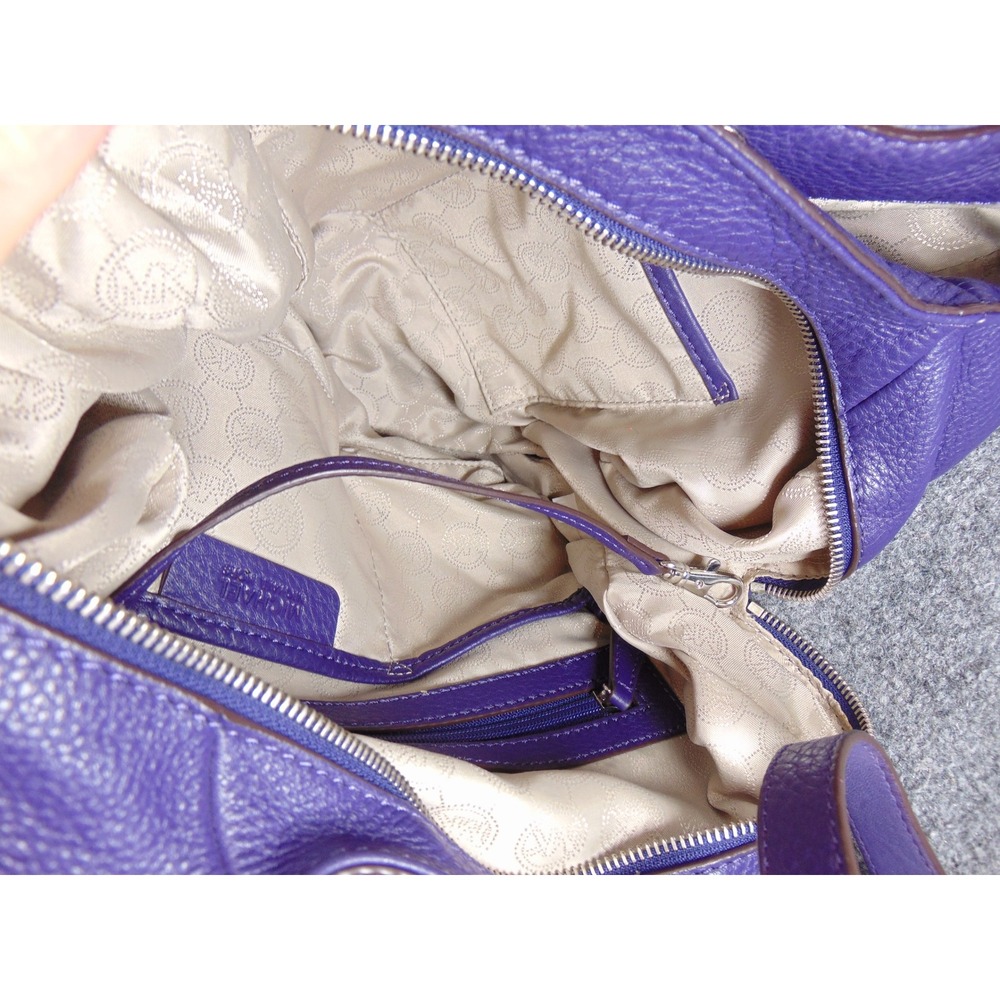 Michael Kors Fulton Large Hobo Purple Pebbled Leather Bag Purse 30H3SFTE3L - Picture 2 of 16